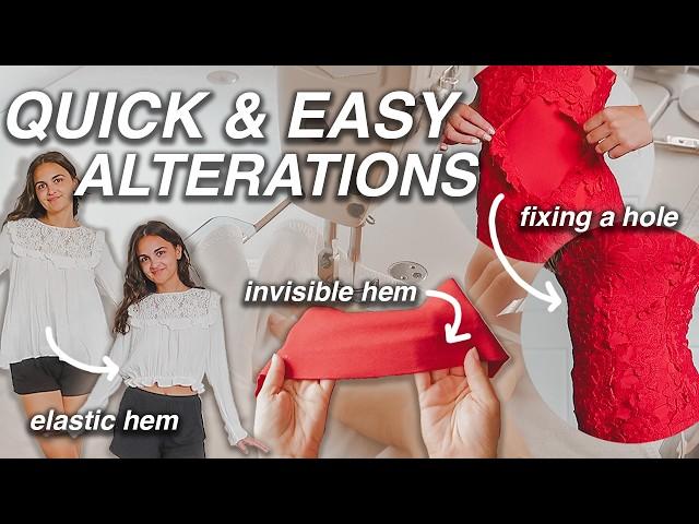 quick&easy alterations! *beginner friendly* | fixing holes, elastic hem etc. | CLOSET CLEANOUT PT 2