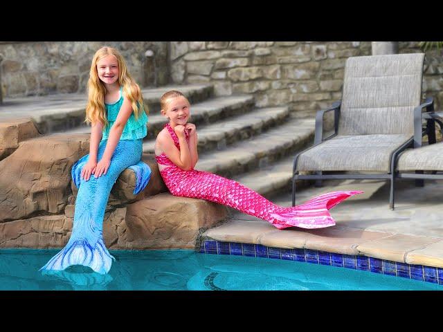 Trinity and Madison Turn Into Make-Believe Mermaids!!