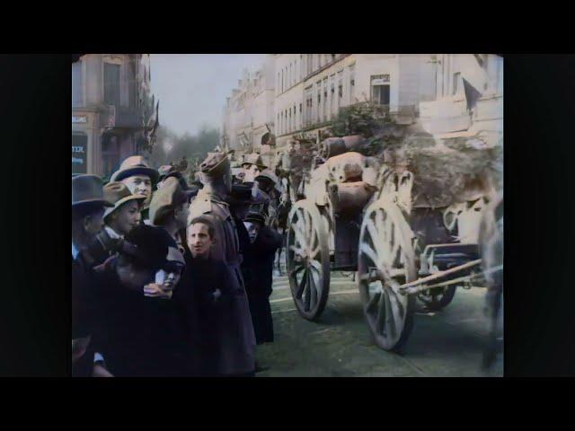 [4k, 60fps, colorized] (1918) WWI. German Army retreats from France after armistice.