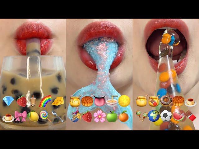 asmr 1HOUR EMOJI FOOD CHALLENGE DESSERT MUKBANG 1시간 이모지 챌린지 모음집 eating sounds