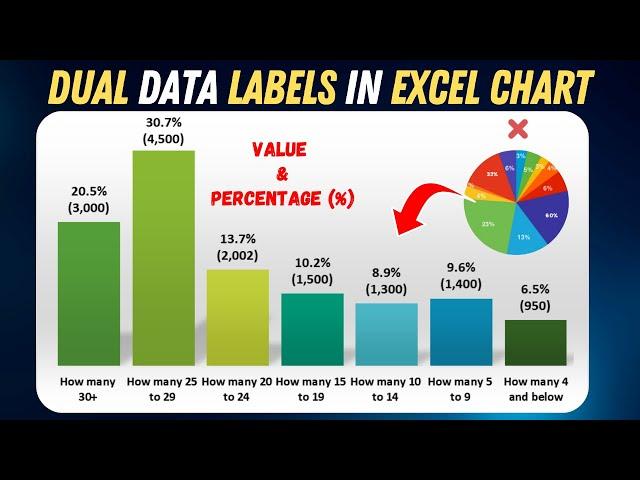 Display Both Percentage % & Value in Excel Column Charts