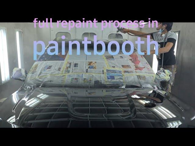 Full repaint process of Ford explorer inside a paint booth