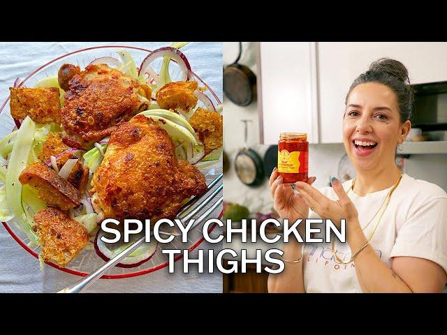 Carla Makes Calabrian Chicken Thighs & Cooling Salad