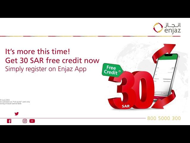 Do not miss getting 30 SAR just register in #Enjaz app