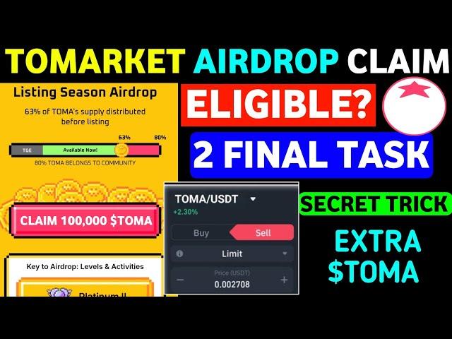 Tomarket Collect Extra Toma | Tomarket Final Task | Tomarket Airdrop Claim | Tomarket New Update