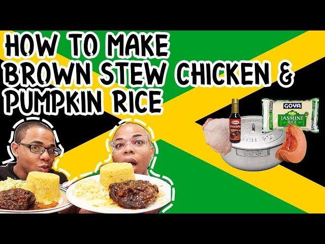 How To Make Brown Stew Chicken & Pumpkin Rice | In Di Kitchen w/ BaddieTwinz