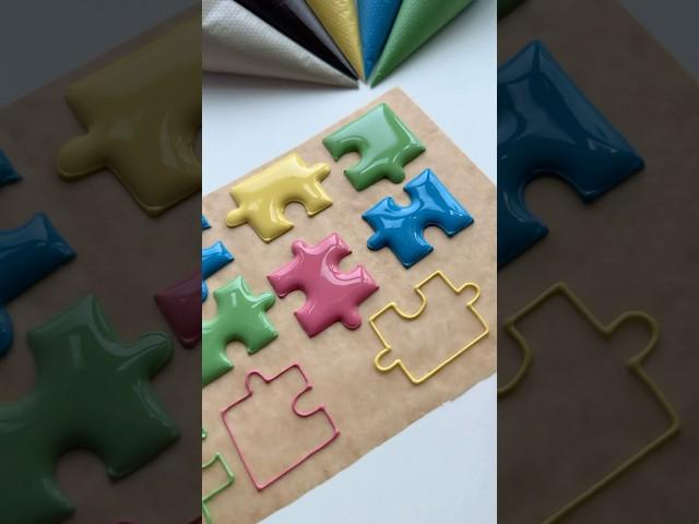 Puzzle cookie royal icing 101 linked in my bio #autismawarenessmonth #asmr