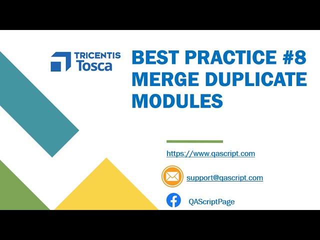 Tosca Tutorial | Lesson 104 - Merge Duplicate Modules | Workspace Performance | Best Practices |