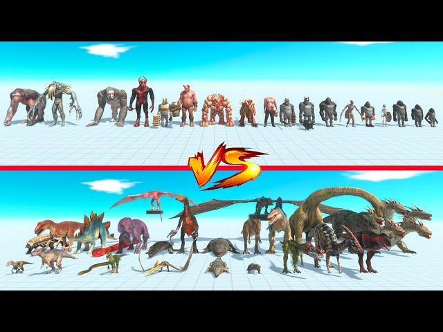 Reptiles + Dinosaurs vs Infernals + Primates - Animal Revolt Battle Simulator