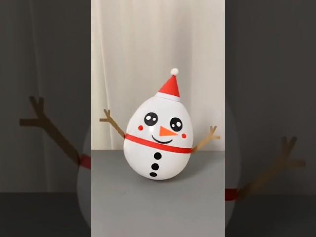 Teach you how to make a little Snowman ️  with  Balloon   #shorts #diy #origami #papercraft