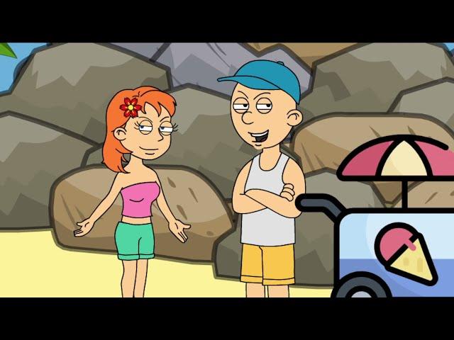 Caillou and Rosie steals ice cream at the beach and gets grounded