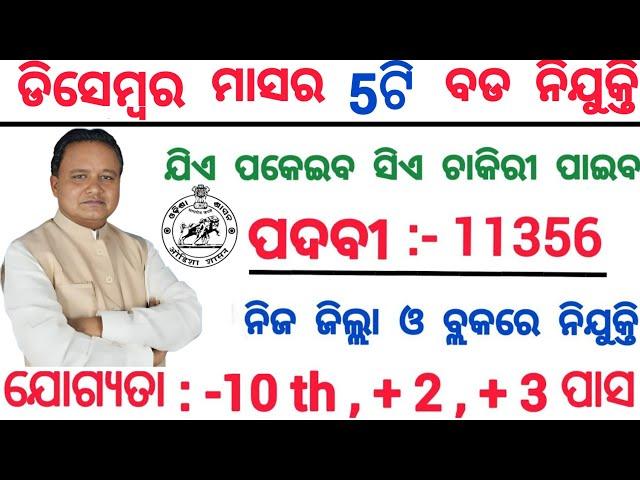 December Month Top 5 Odisha Government Jobs 2024 ! Odisha Nijukti Khabar ! 10th Pass Govt Jobs