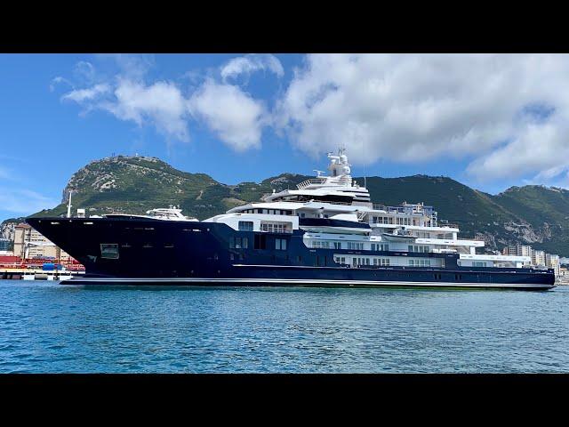 ULYSSES, 116.15m Kleven built yacht docking in Gibraltar