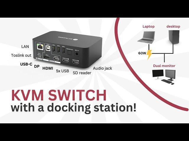 KVM Switch with Docking Station for 4K Dual Monitors (iDock C10)