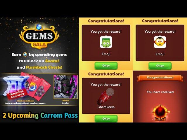 2 New Upcoming Carrom Pass||New Upcoming Offers Free||New Trails||Gems Gala||#CarromPool