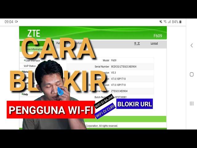 How to block wifi users on ZTE F609 Indihome router