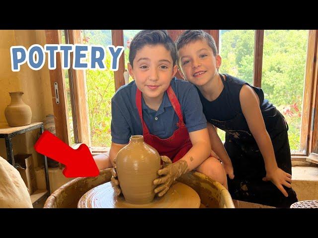 Oliver and Lucas Get Messy and Make Pottery! Play with Pottery 🪴 Educational Videos for Kids 