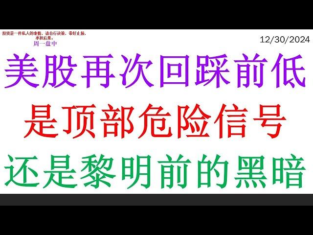 美股再次回踩前低, 是顶部危险信号。还是黎明前的黑暗