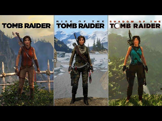 Tomb Raider vs Rise of the Tomb Raider vs Shadow of the Tomb Raider | Physics and Details Comparison