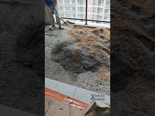 Concrete mixes sand to make mortar
