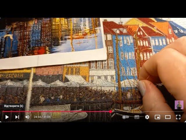  Вышивка гладью деталей на картине "Копенгаген"/Композиция картины/Стрим 25/01/25 @masterica_jewel​