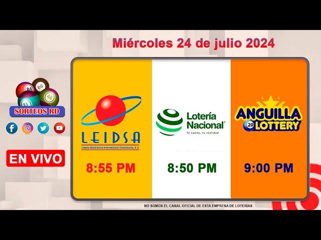 Lotería Nacional LEIDSA y Anguilla Lottery en Vivo │Miércoles 24 de julio 2024  --8:55 PM