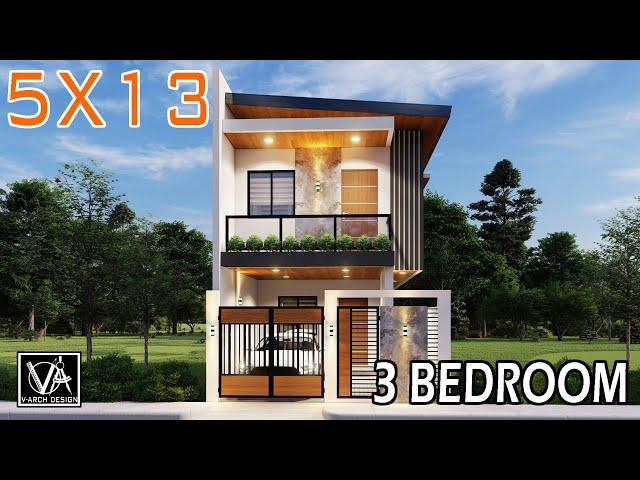 Small Two Storey House Design - 3 Bedroom 5 X 13 Meters