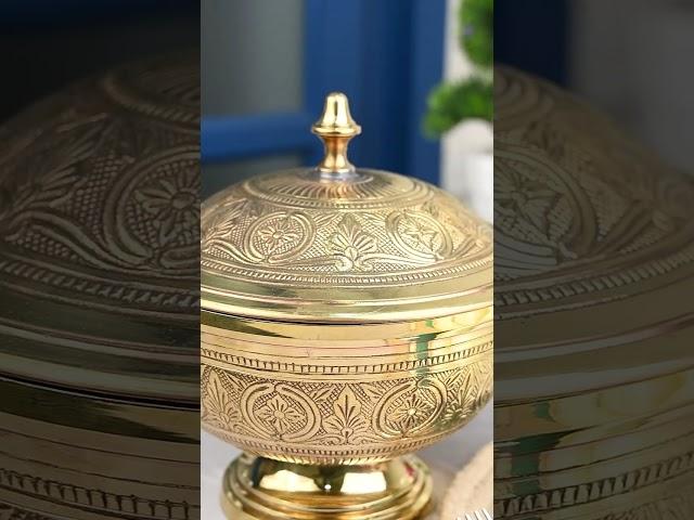 Brass Crafted Royal Storage Bowl with Lid #handcrafted #reels #viral #trending #shorts