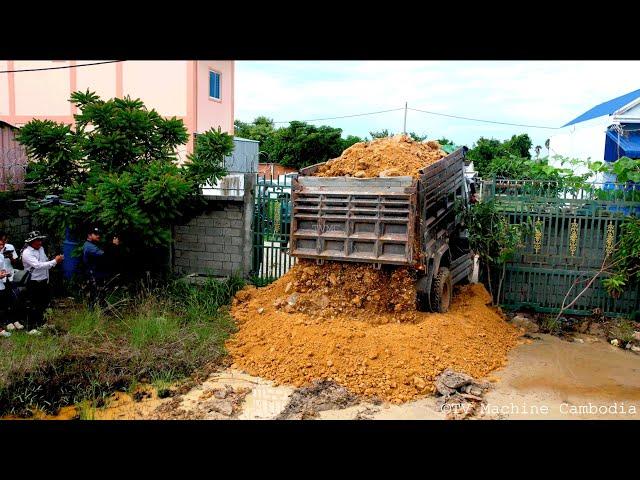 1DAY!! Full Action Size 10x20M Land Filling Up Dozer D31P Push Stone & Truck 5T Unloading