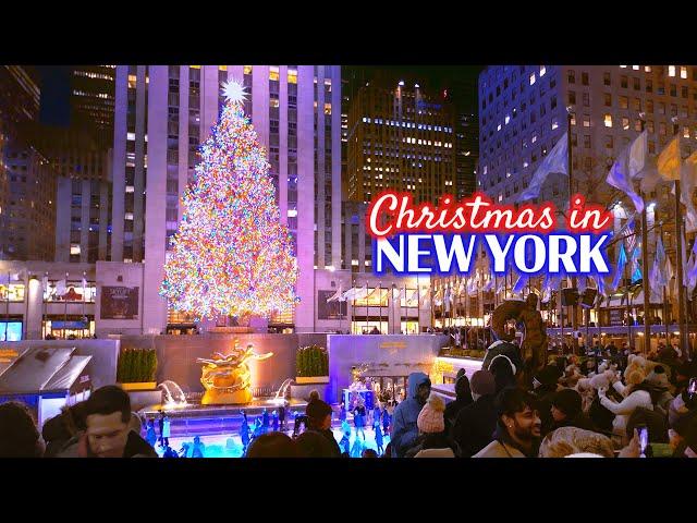 NEW YORK Christmas Walk Manhattan Walking Tour 4K