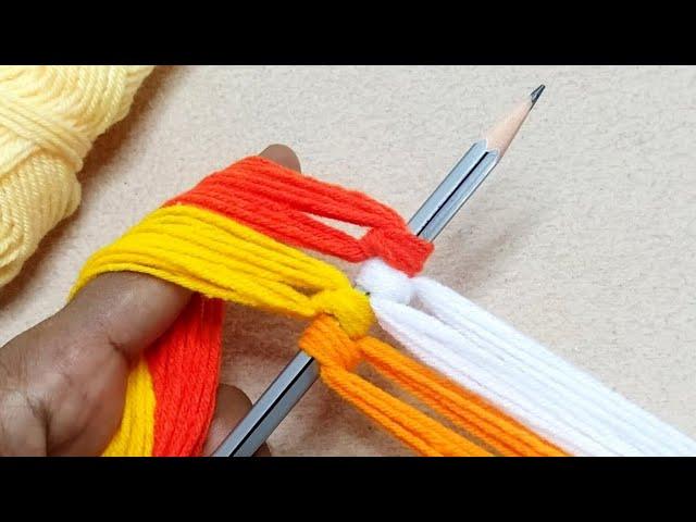 Amazing 3 Beautiful Woolen Yarn flower making ideas with Pencil | Easy Sewing Hack