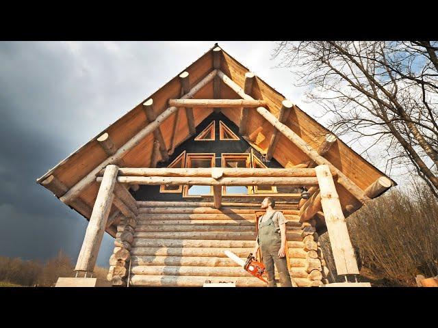 Building the BIGGEST DIY Log Cabin / Working OFF GRID / Second Year REVIEW ( Woodworking )