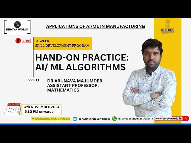 Hands-on Practice on AI/ML by Dr. Arunava Majumder #skilldevelopment #webinar  #innovaworld