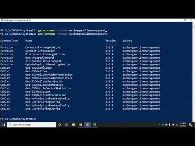 Connecting to Exchange Online in PowerShell