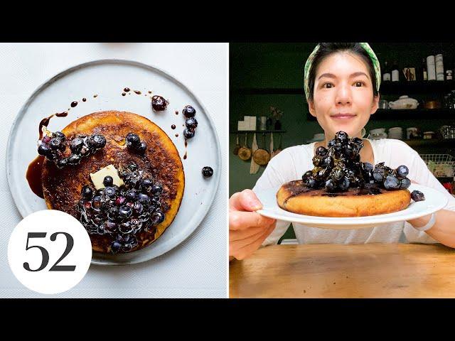 Crackling Pancake with Caramel-Clustered Blueberries | At Home With Us