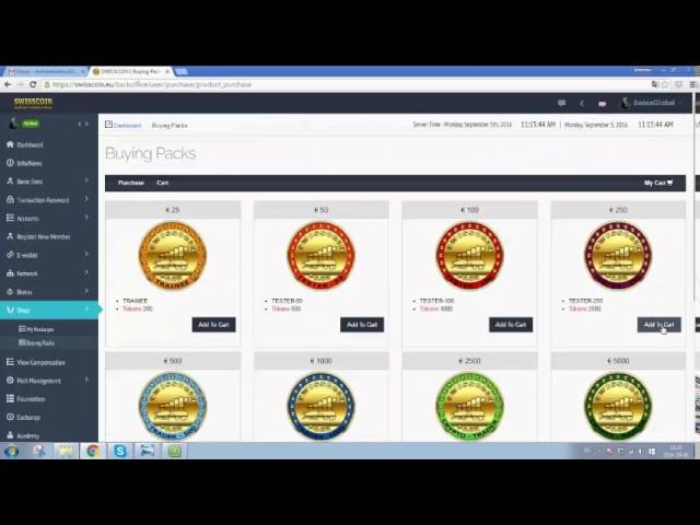 SWISSCOIN TUTORIAL 3: HOW TO PURCHASE A PACKAGE FROM SWISSCOIN