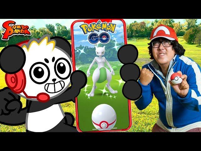 RYAN'S DADDY CHALLENGES COMBO PANDA TO POKEMON GO IN REAL LIFE! Who can catch SHINY MEWTWO first?