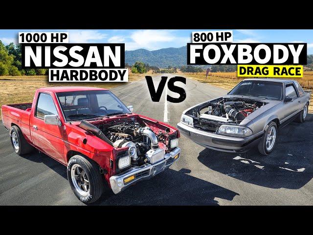 HARDBODY vs FOX BODY! 800hp Fox Body Mustang vs 1000hp Junkyard Nissan Hardbody