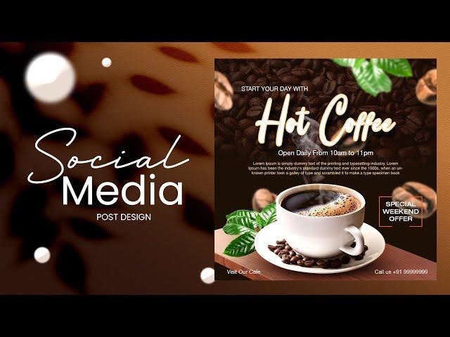 Create Coffee Social Media Post Design  | Photoshop