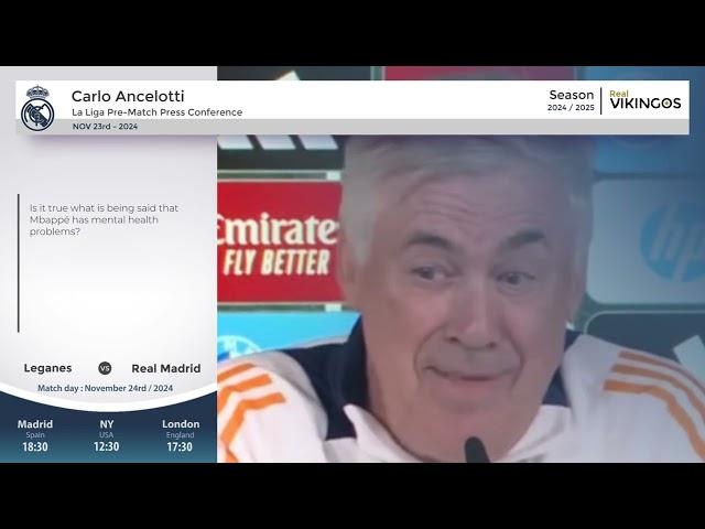 Leganes vs Real Madrid Pre-Match Press Conference English Dub - Football Soccer 2024 Carlo Ancelotti