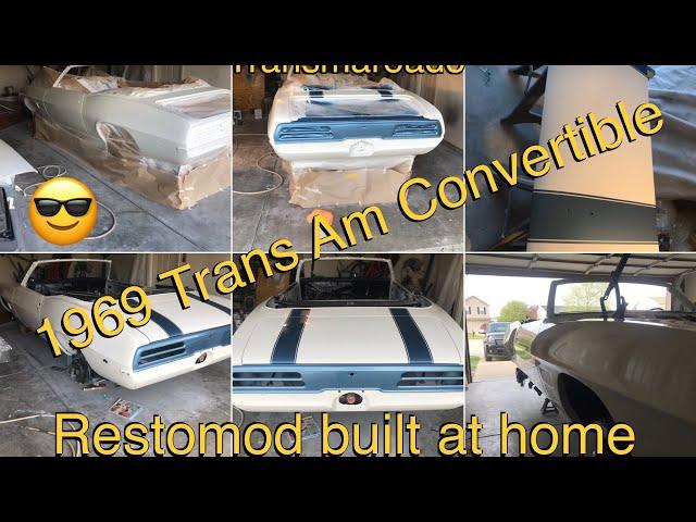 E2 69 Trans Am convertible restoration at home in a 2 car garage