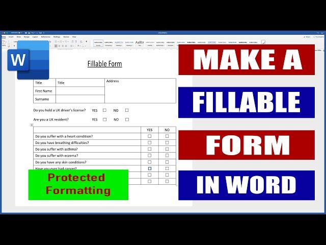 Create Fillable Form Fields in Word - Protected Formatting