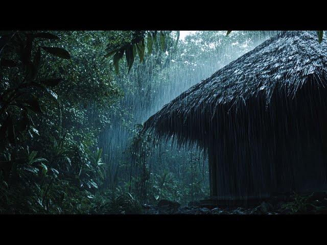 Fall Asleep Instantly in a Forest Storm Heavy Rain & Powerful Thunder on a Metal Roof at Night