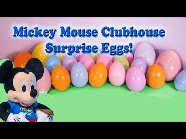 Opening  Mickey Mouse Funny Surprise Eggs with the Assistant