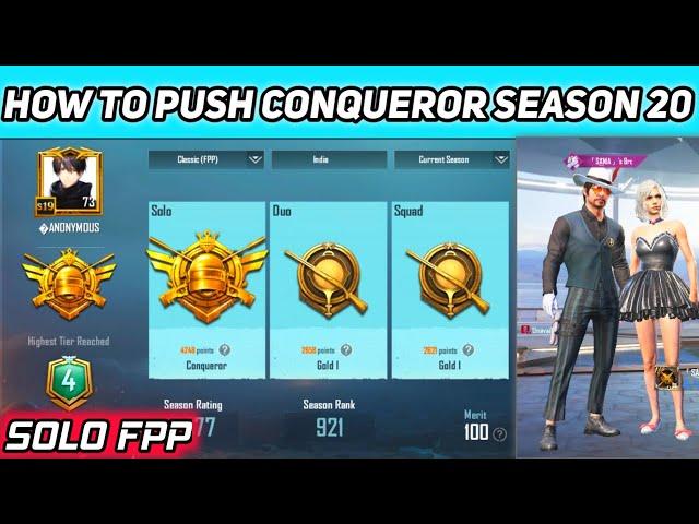 HOW TO PUSH CONQUEROR IN SEASON 20 | SOLO FPP CONQUEROR TIPS AND TRICK FOR CONQUEROR | anonYmous FPP