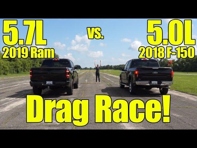 2019 Ram 1500 5.7L vs 2018 Ford F150 5.0L Drag Race!