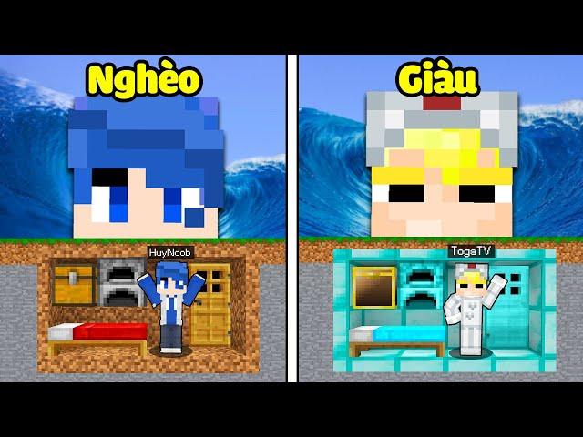 Tô Gà Xây Hầm Trú Ẩn Nghèo Vs Giàu Chống Thảm Họa Sóng Thần Trong MInecraft!