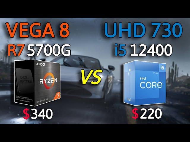 intel UHD 730 i5 12400 vs AMD VEGA 8 R7 5700G - Test in 11 Games
