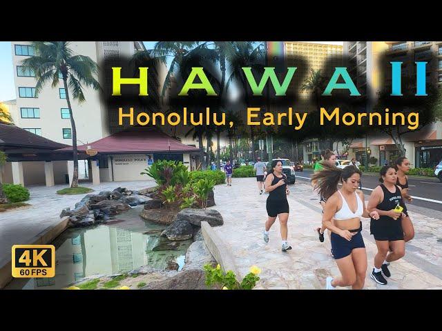 4K】Honolulu, Waikiki Downtown | Hawaii |Morning Sunrise |  #hawaii  #waikiki  #downtown #walkingtour