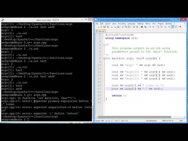 Programming example: Passing arguments to a program